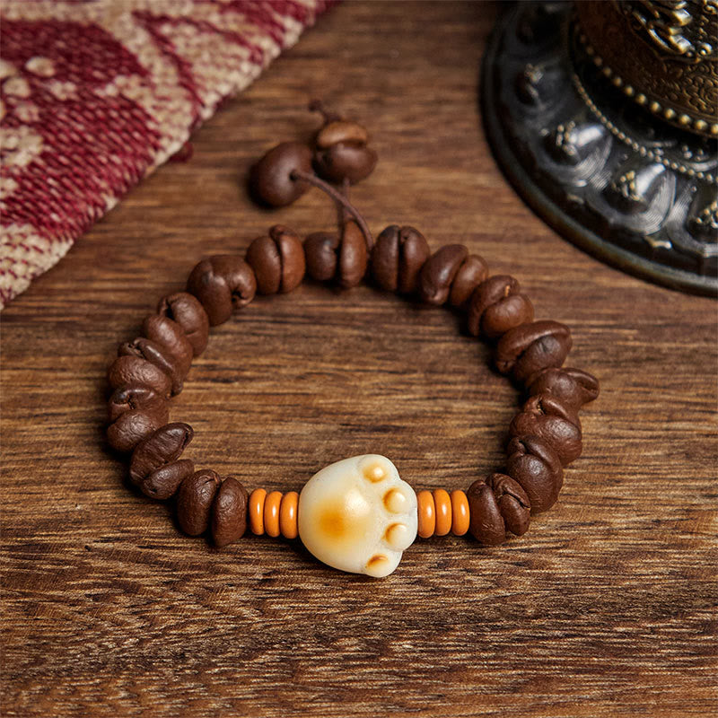 Buddha Stones Natürliches Katzenpfoten-Kaffeebohnen-Bodhi-Rocailles-Armband - Kaffeebohne (Handgelenkumfang: 16 cm) - image 1