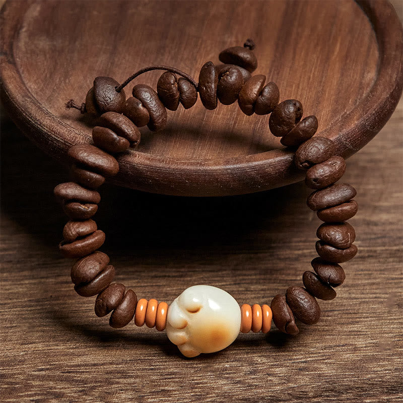 Buddha Stones Natürliches Katzenpfoten-Kaffeebohnen-Bodhi-Rocailles-Armband - image 2