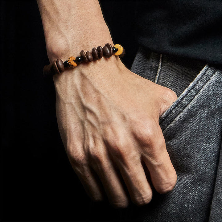 Buddha Stones Armband aus natürlichen Kaffeebohnen und Yakknochenperlen - image 5