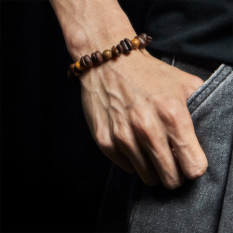 Buddha Stones Natürliche Kaffeebohnen Grünes Sandelholz Positives Armband - image 5