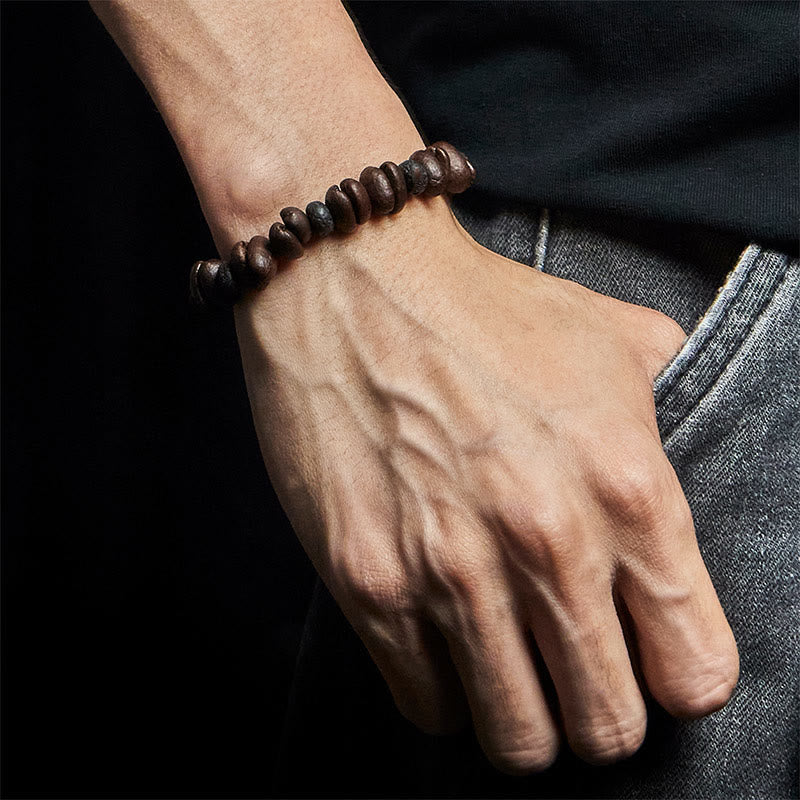 Buddha Stones Armband mit natürlichen Kaffeebohnen, Tigerauge, grauem Jaspis und Lavasteinperlen - image 15