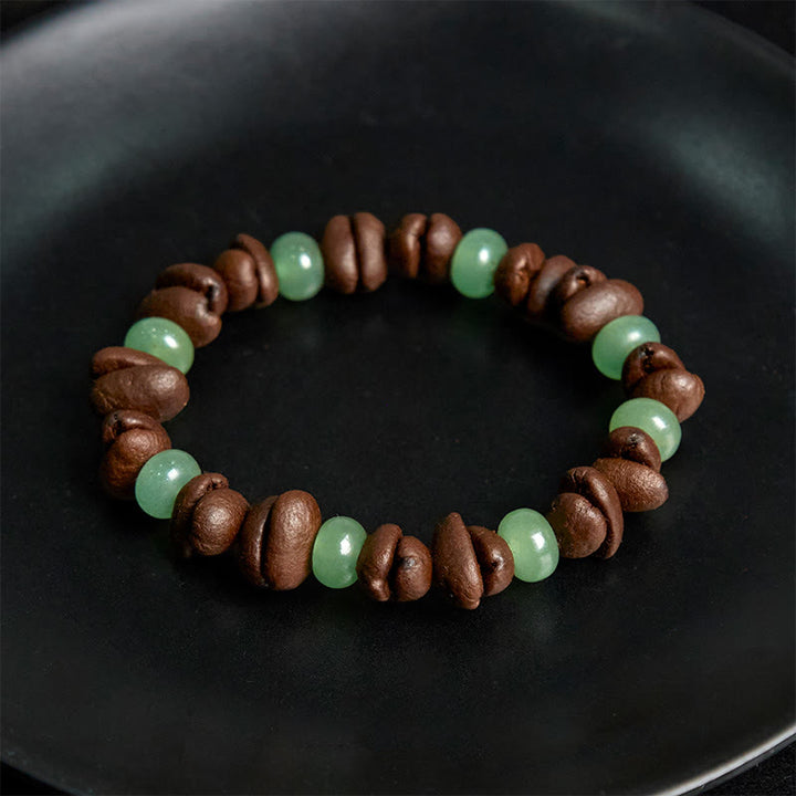 Buddha Stones Armband mit natürlichen Kaffeebohnen und grünem Aventurin und Huanglong-Jadeperlen - image 4