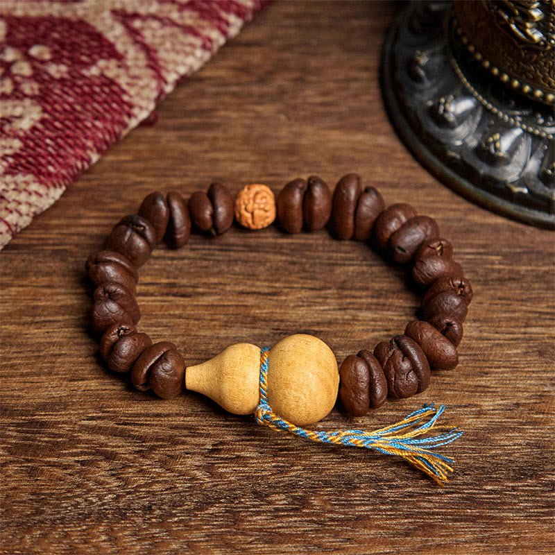 Buddha Stones Armband aus natürlichem Kürbis und Kaffeebohnen - Kaffeebohne (Handgelenkumfang: 17,5 cm) - image 1