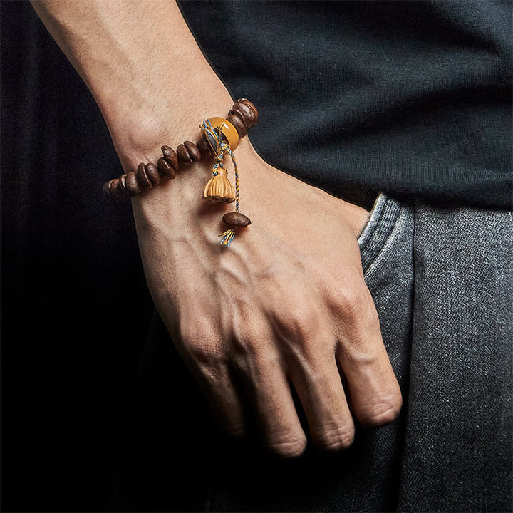 Buddha Stones Natürliche Lotussamenkapsel Kaffeebohnen Wenge Holz Bodhi Samen Armband - image 5