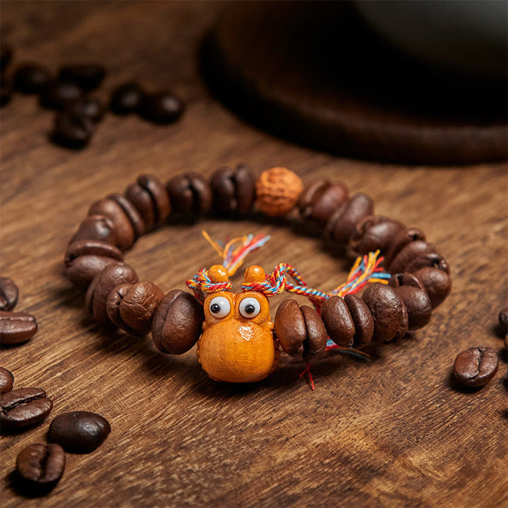 Buddha Stones Handgemachtes lustiges Nilpferd-Kaffeebohnen-Wenge-Holzarmband - image 3