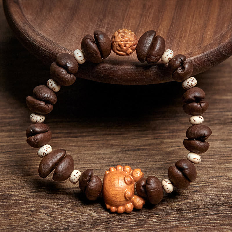 Buddha Stones, handgefertigt, Krabben, Kupfermünzen, Kaffeebohnen, Wenge-Holz-Armband - image 2