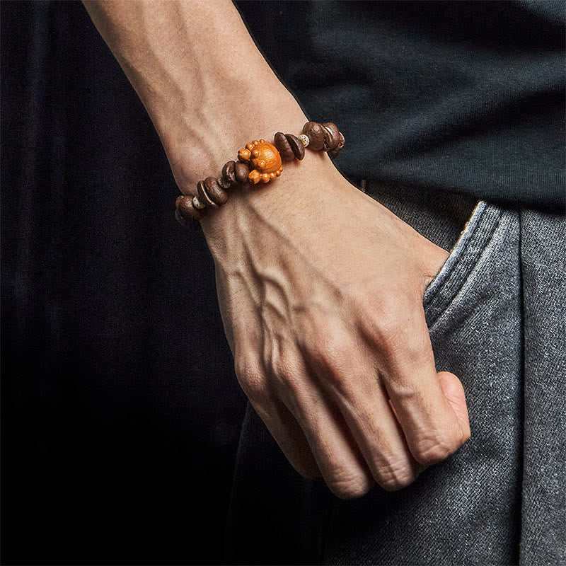 Buddha Stones, handgefertigt, Krabben, Kupfermünzen, Kaffeebohnen, Wenge-Holz-Armband - image 6