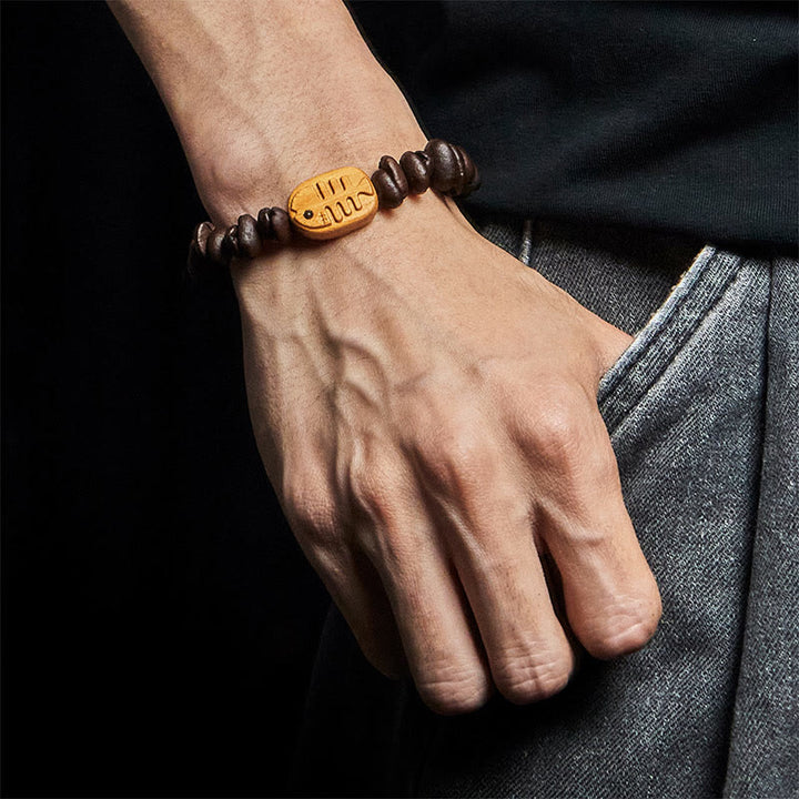 Buddha Stones Handgemachtes Fischgrätenarmband aus echtem Kaffeebohnenholz - image 5