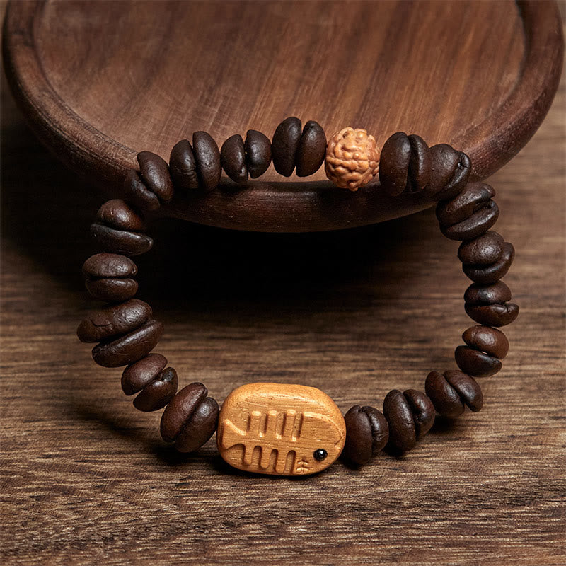 Buddha Stones Handgemachtes Fischgrätenarmband aus echtem Kaffeebohnenholz - image 2