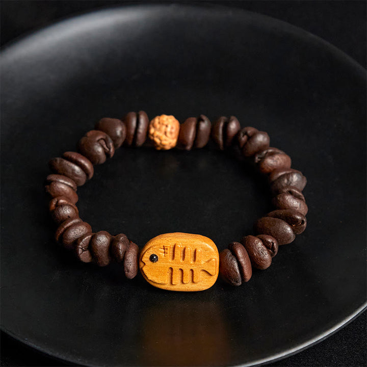 Buddha Stones Handgemachtes Fischgrätenarmband aus echtem Kaffeebohnenholz - image 4