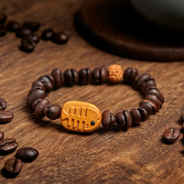 Buddha Stones Handgemachtes Fischgrätenarmband aus echtem Kaffeebohnenholz - image 3