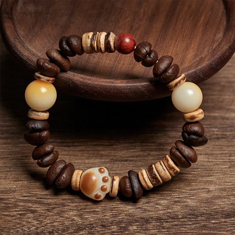 Buddha Stones Handgemachtes Katzenpfoten-Kaffeebohnen-Bodhi-Samen-Armband - image 2