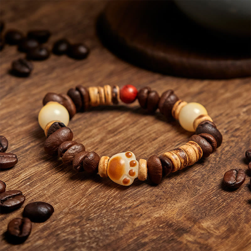 Buddha Stones Handgemachtes Katzenpfoten-Kaffeebohnen-Bodhi-Samen-Armband - image 3