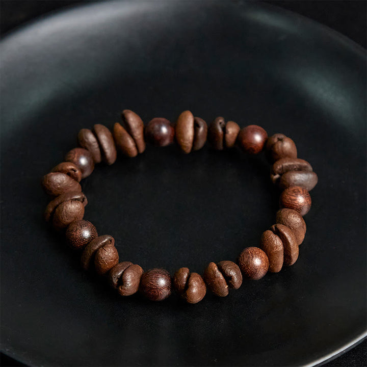 Buddha Stones Schutzarmband aus natürlichen Kaffeebohnen und Sandelholz - image 4