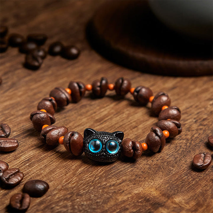 Buddha Stones Natürliches süßes Katzen-Kaffeebohnen-Armband - image 3