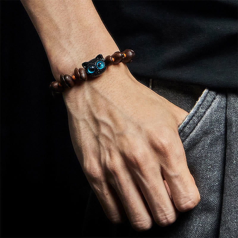 Buddha Stones Natürliches süßes Katzen-Kaffeebohnen-Armband - image 5