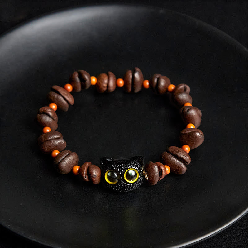 Buddha Stones Natürliches süßes Katzen-Kaffeebohnen-Armband - image 9