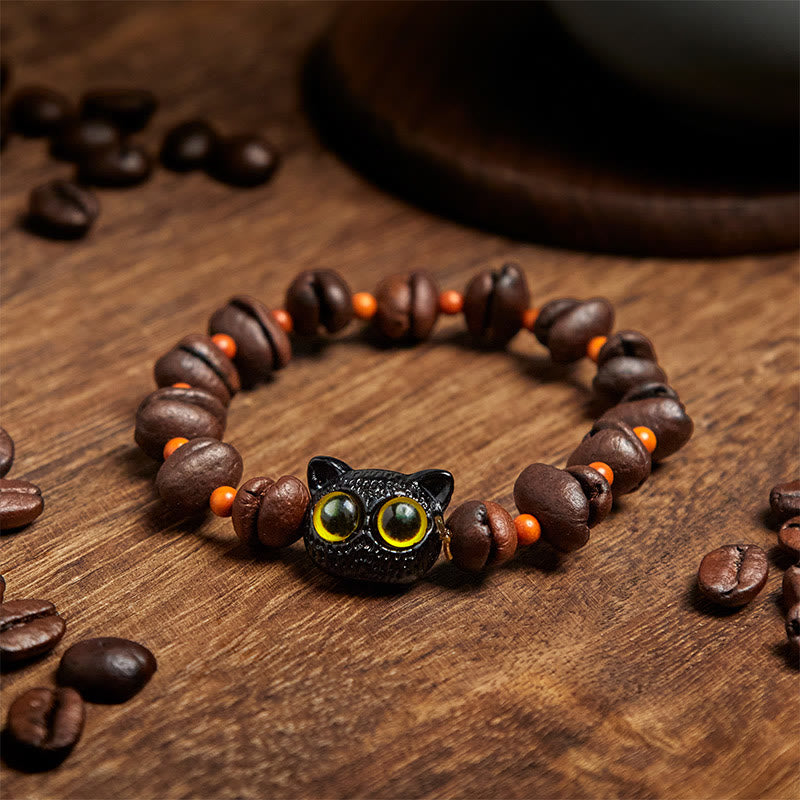 Buddha Stones Natürliches süßes Katzen-Kaffeebohnen-Armband - image 8