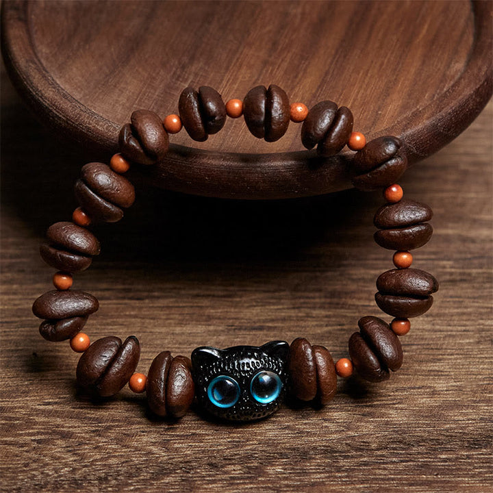 Buddha Stones Natürliches süßes Katzen-Kaffeebohnen-Armband - image 2