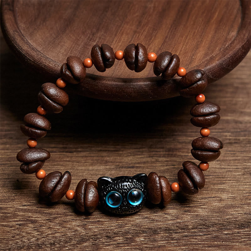 Buddha Stones Natürliches süßes Katzen-Kaffeebohnen-Armband - image 2