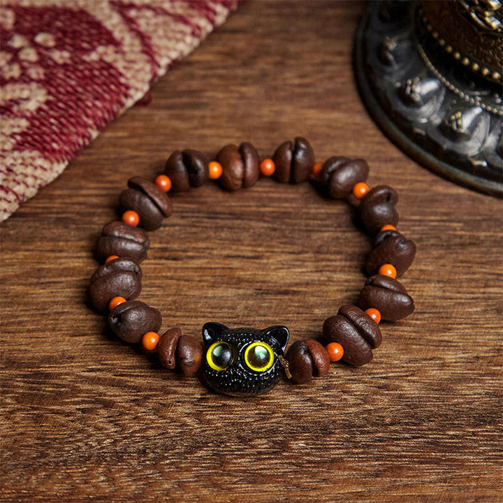 Buddha Stones Natürliches süßes Katzen-Kaffeebohnen-Armband - Gelbe Katzenaugen (Handgelenkumfang: 17,5 cm) - image 6