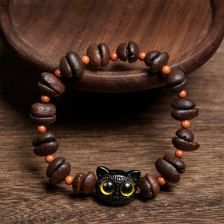 Buddha Stones Natürliches süßes Katzen-Kaffeebohnen-Armband - image 7