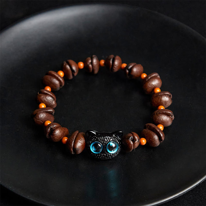 Buddha Stones Natürliches süßes Katzen-Kaffeebohnen-Armband - image 4