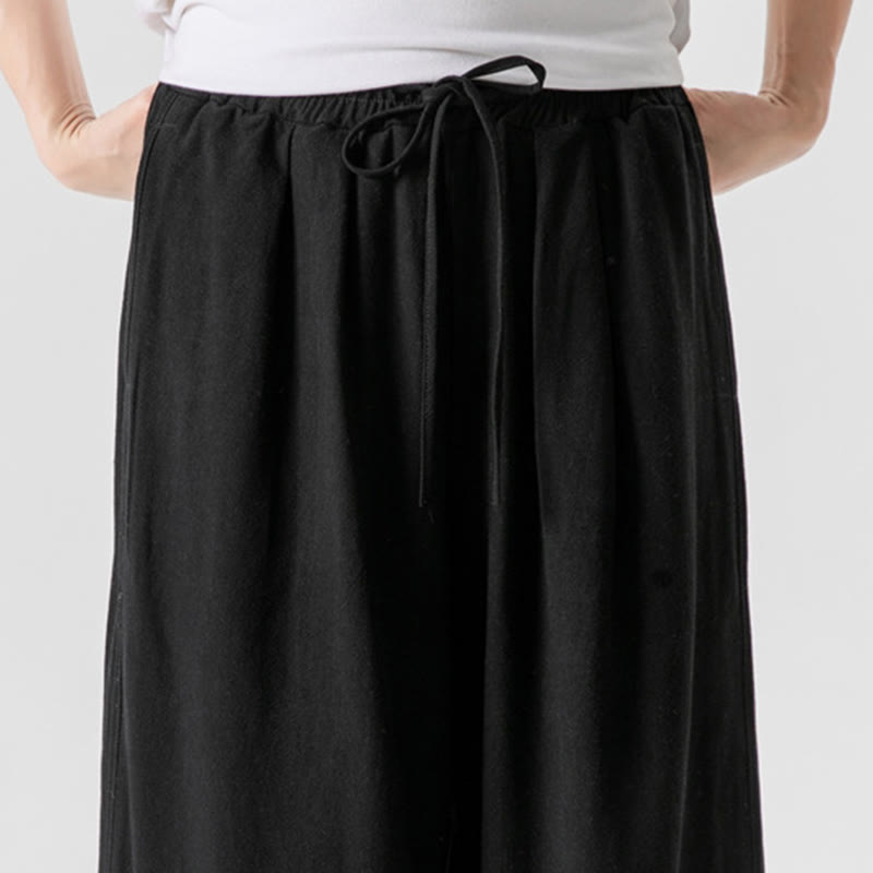 Buddha Stones Lässige, lockere Hose mit Froschknopf, schlichte Herrenhose aus Baumwolle und Leinen in den Längen 7–8 mit Taschen - image 24