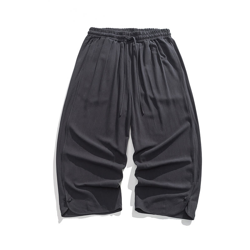 Buddha Stones Lässige, lockere Hose mit Froschknopf, schlichte Herrenhose aus Baumwolle und Leinen in den Längen 7–8 mit Taschen - image 29