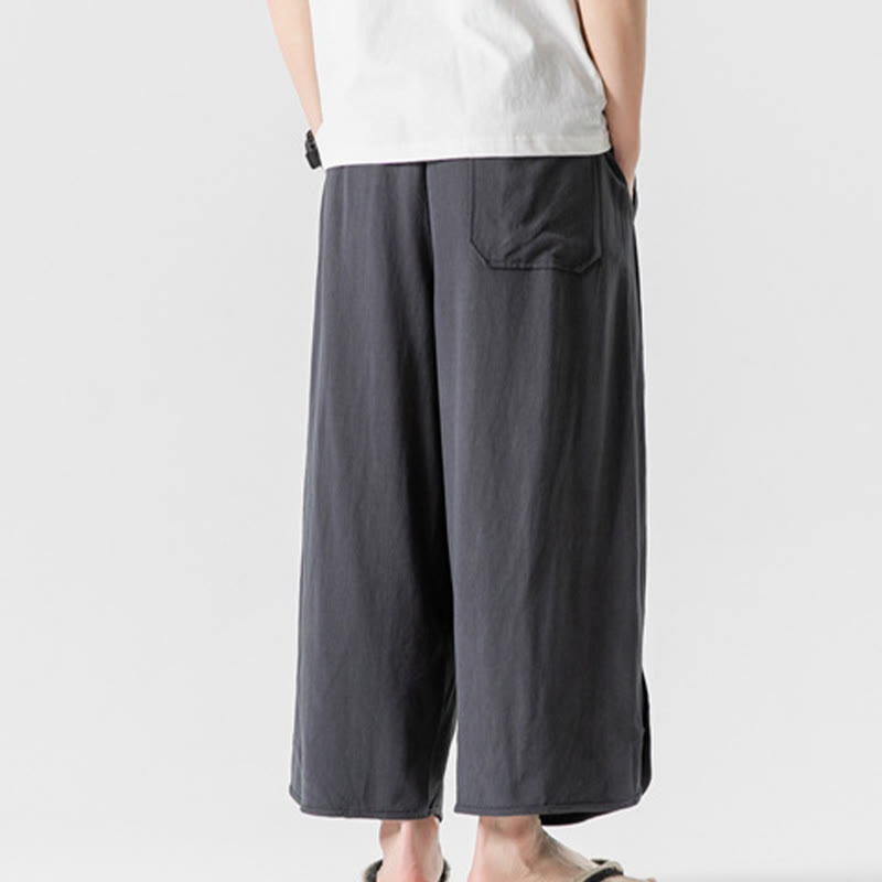 Buddha Stones Lässige, lockere Hose mit Froschknopf, schlichte Herrenhose aus Baumwolle und Leinen in den Längen 7–8 mit Taschen - image 33
