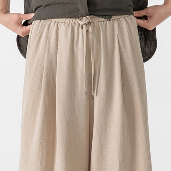 Buddha Stones Lässige, lockere Hose mit Froschknopf, schlichte Herrenhose aus Baumwolle, Länge 7–8, weites Bein, mit Taschen - image 11