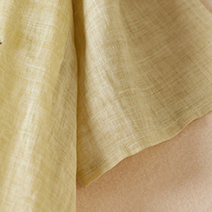 Buddha Stones – Midikleid aus Baumwollfaser mit besticktem Blattmuster, Rundhalsausschnitt und halblangen Ärmeln - image 3