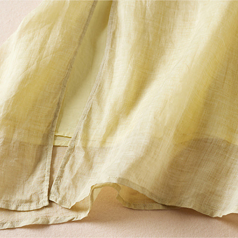 Buddha Stones – Midikleid aus Baumwollfaser mit besticktem Blattmuster, Rundhalsausschnitt und halblangen Ärmeln - image 6