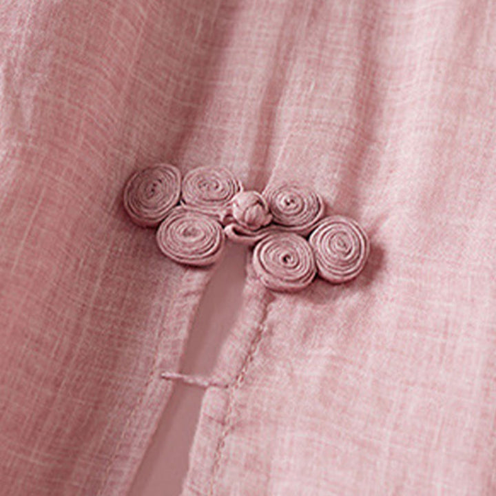 Buddha Stones – Midikleid aus Baumwollfaser mit besticktem Blattmuster, Rundhalsausschnitt und halblangen Ärmeln - image 18