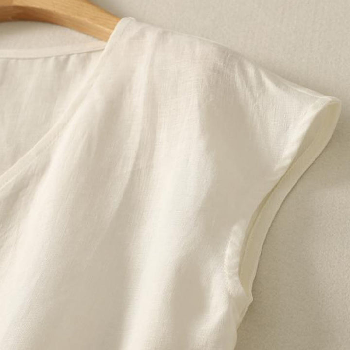 Buddha Stones Retro V-Ausschnitt Knopf Design Damen Baumwolle Ärmellose Weste - image 12