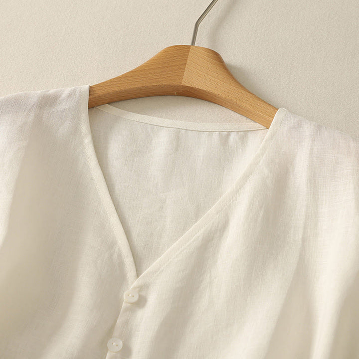 Buddha Stones Retro V-Ausschnitt Knopf Design Damen Baumwolle Ärmellose Weste - image 10