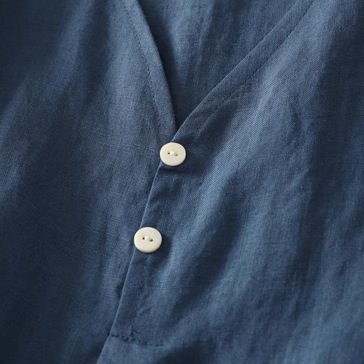 Buddha Stones Retro V-Ausschnitt Knopf Design Damen Baumwolle Ärmellose Weste - image 3