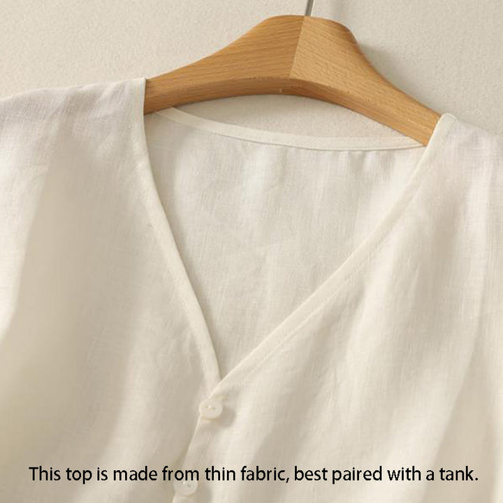 Buddha Stones Retro V-Ausschnitt Knopf Design Damen Baumwolle Ärmellose Weste - image 8