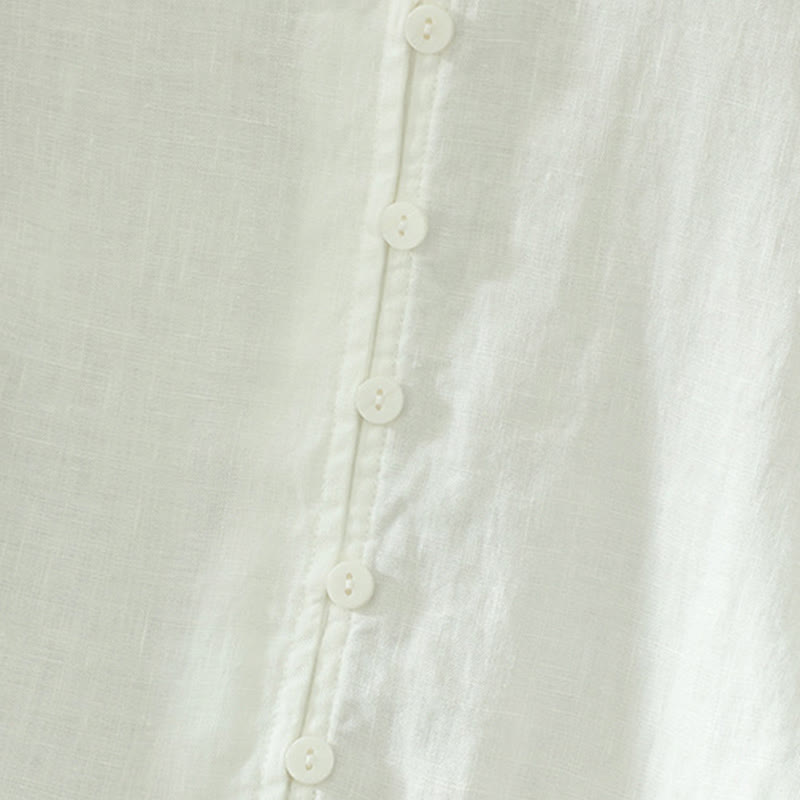 Buddha Stones Solid Buttons V-Ausschnitt Halbarm Damen Shirt - image 13