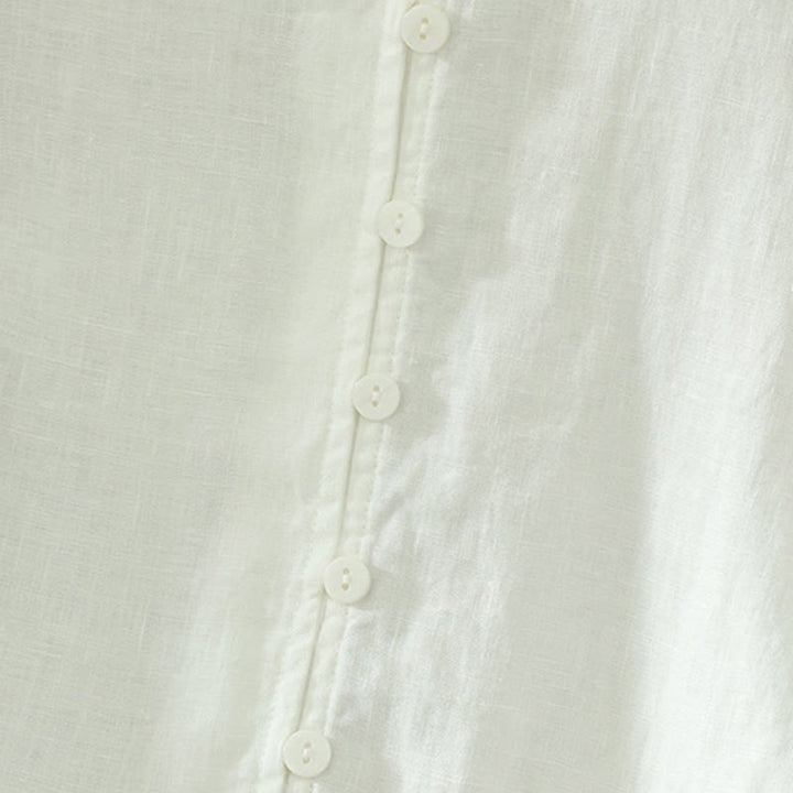 Buddha Stones Solid Buttons V-Ausschnitt Halbarm Damen Shirt - image 13