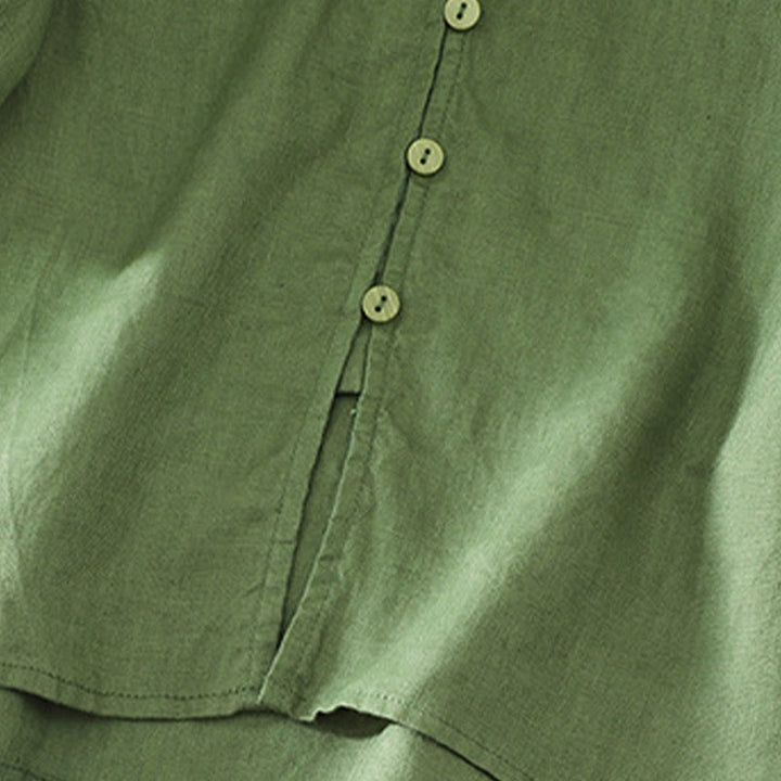 Buddha Stones Solid Buttons V-Ausschnitt Halbarm Damen Shirt - image 20
