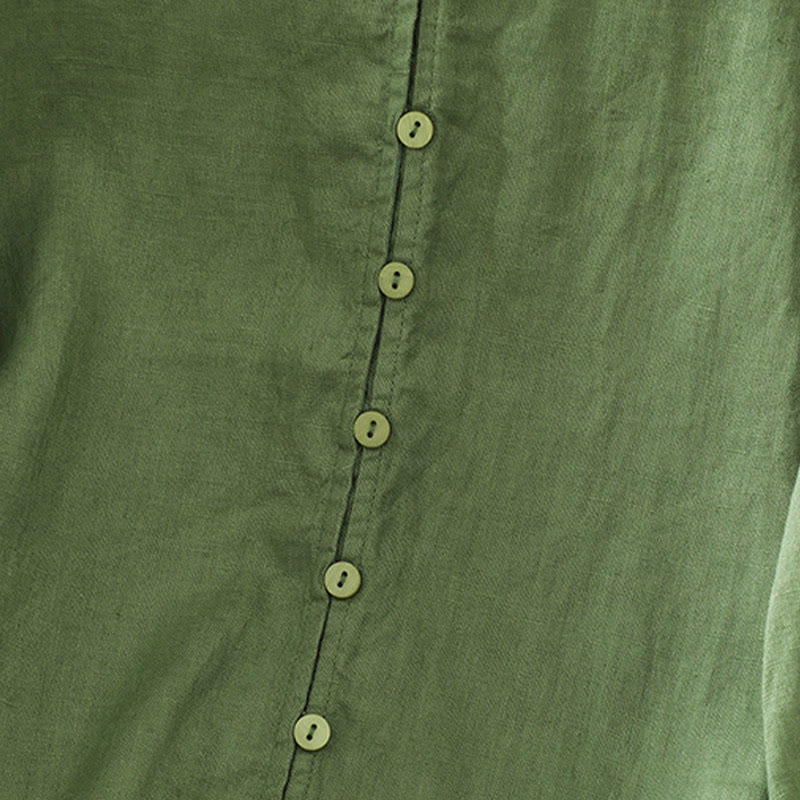 Buddha Stones Solid Buttons V-Ausschnitt Halbarm Damen Shirt - image 19