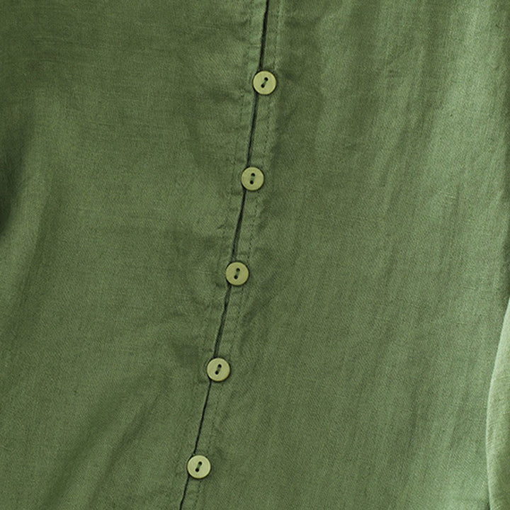 Buddha Stones Solid Buttons V-Ausschnitt Halbarm Damen Shirt - image 19