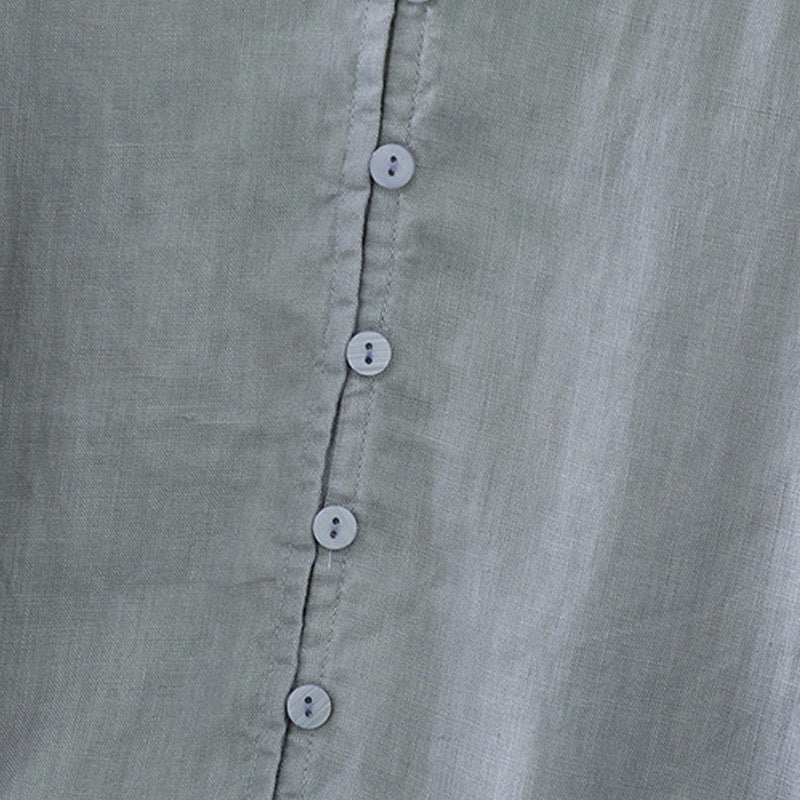 Buddha Stones Solid Buttons V-Ausschnitt Halbarm Damen Shirt - image 24