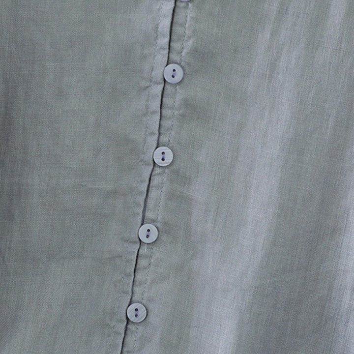 Buddha Stones Solid Buttons V-Ausschnitt Halbarm Damen Shirt - image 24