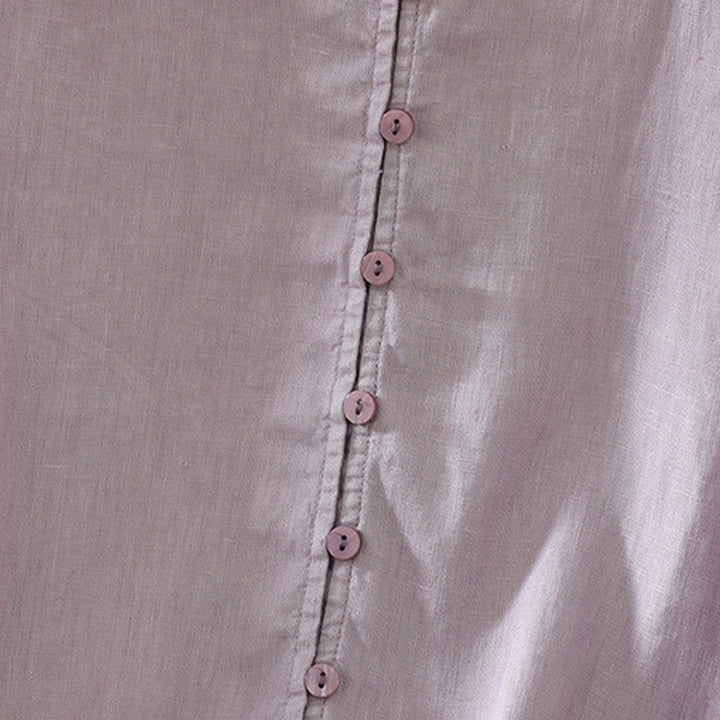 Buddha Stones Solid Buttons V-Ausschnitt Halbarm Damen Shirt - image 29