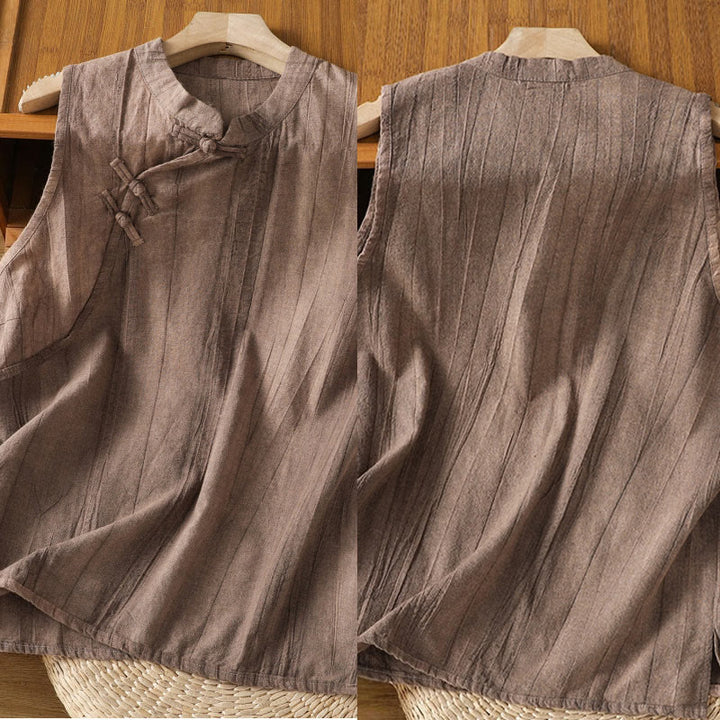 Buddha Stones Damen-Weste mit Retro-Froschknopf-Design, ärmellos, Baumwolle - image 12