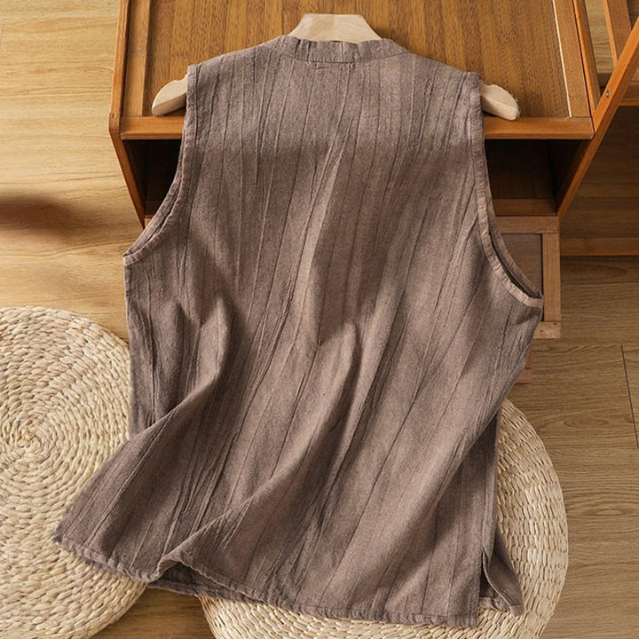 Buddha Stones Damen-Weste mit Retro-Froschknopf-Design, ärmellos, Baumwolle - image 11