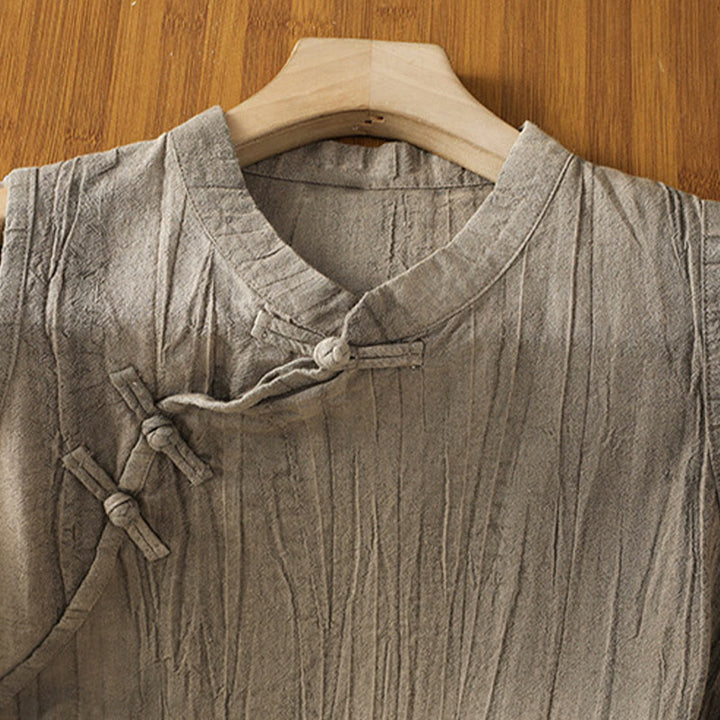 Buddha Stones Damen-Weste mit Retro-Froschknopf-Design, ärmellos, Baumwolle - image 19