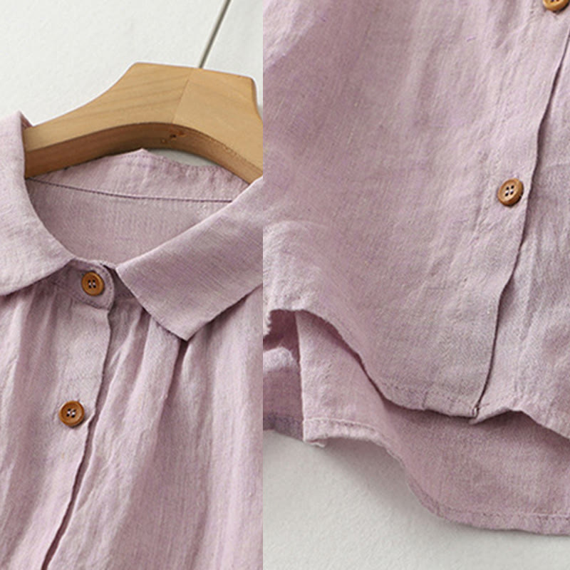 Buddha Stones Casual Plain Buttons Damen Kurzarmhemd - image 6